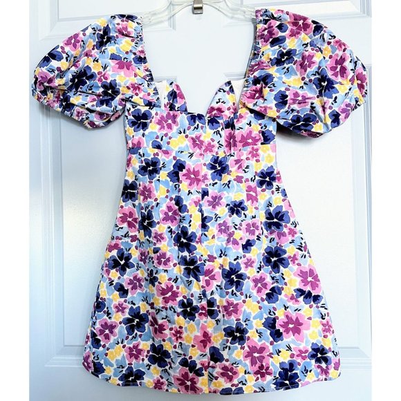 SOFIA THE LABEL GG Tie Front Mini Dress Violet Blue Floral Size 10 Medium NWT - Picture 5 of 8